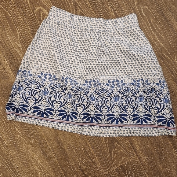 Tommy Bahama NWOT Linen Blue Baroque Elastic Waist Skirt Size XS - Picture 1 of 9